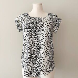Jacqueline de Vong Blouse Womens Size 34 Leopard Print Top